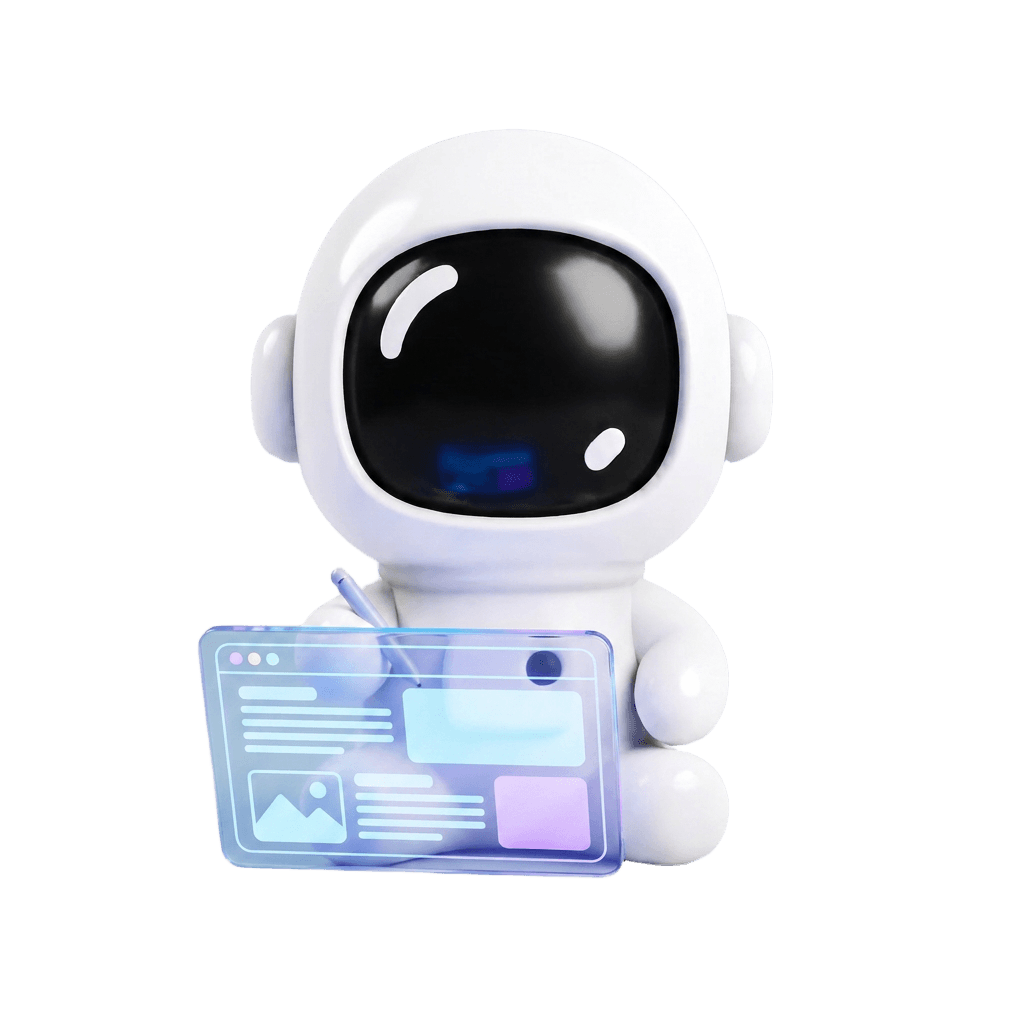 Milo the astronaut designing a website